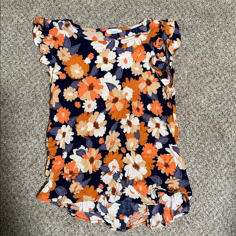 Floral Ruffle Sleeve Top